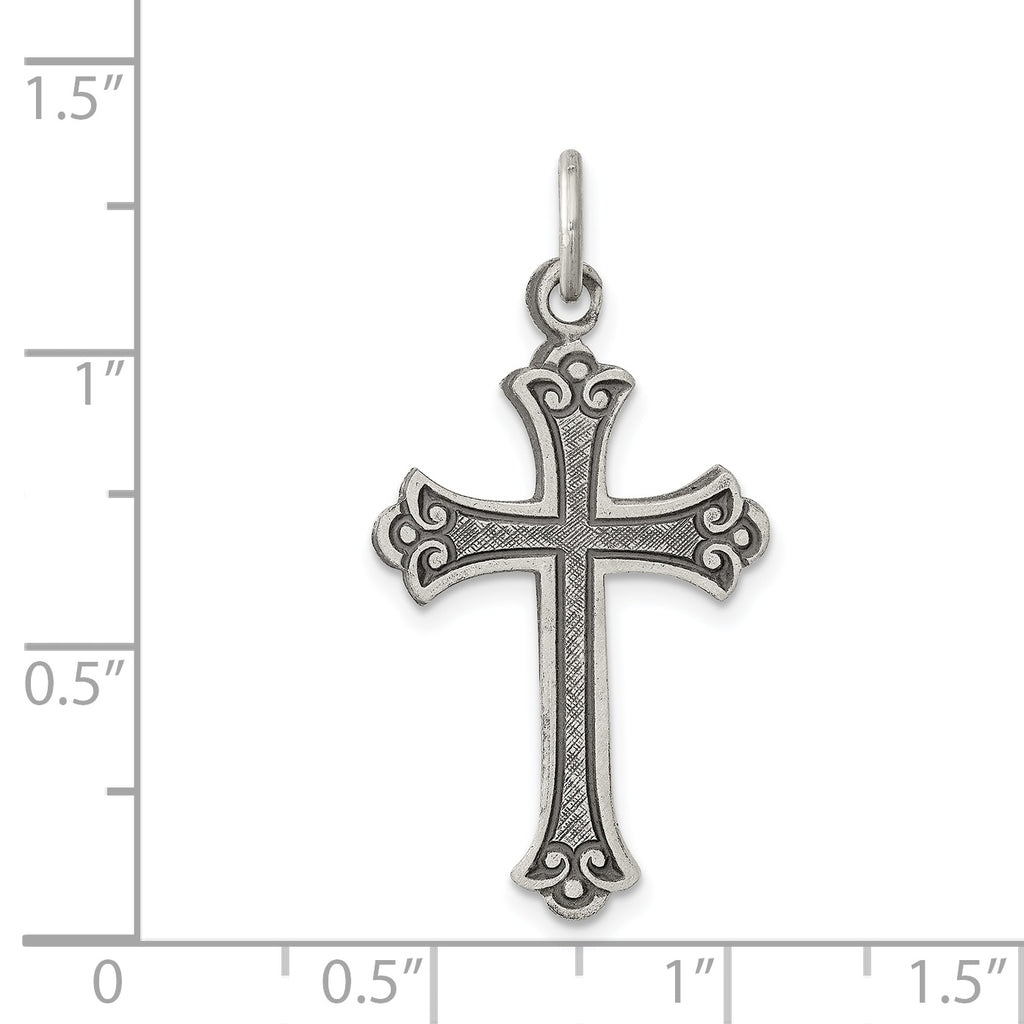 Sterling Silver 925 Antiqued Cross Pendant with Polished Finish