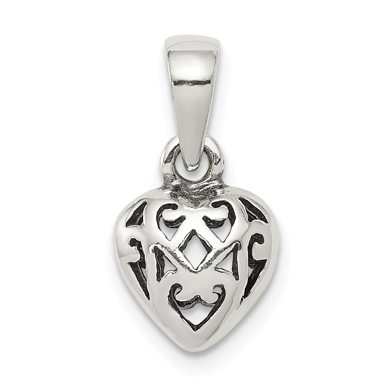 Sterling Silver Antique Puff Heart Charm Main image