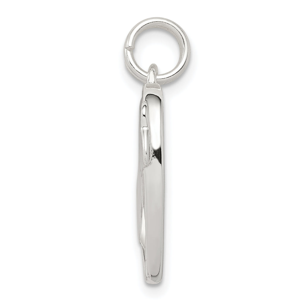 Sterling Silver 925 Heart Charm with Polished Anti-tarnish Finish