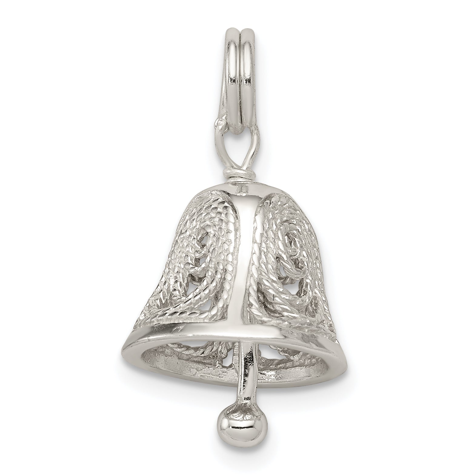 Sterling Silver Rhodium-plated Bell Charm Main image
