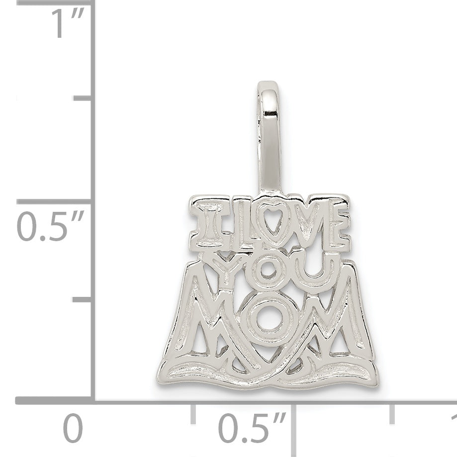 Sterling Silver 925 I Love You Mom Polished Pendant Gift Ready