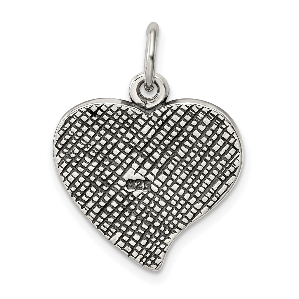 Antique Mother Heart Charm in Sterling Silver