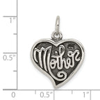 Antique Mother Heart Charm in Sterling Silver