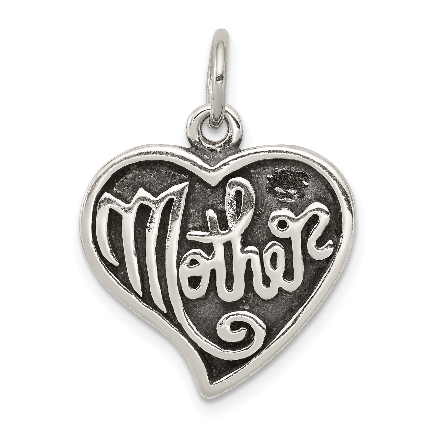 Sterling Silver Antique Mother Heart Charm Main image