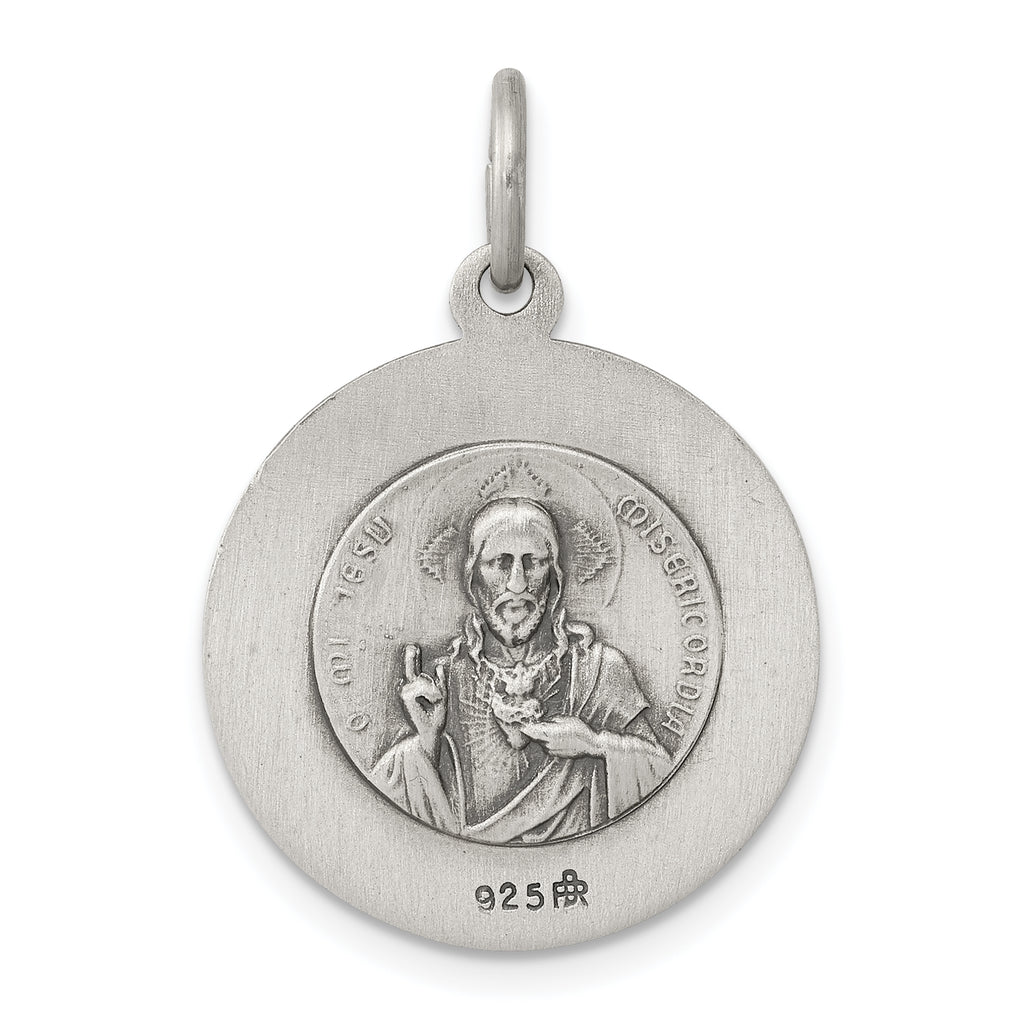 Sterling Silver 925 Antiqued Religious Medal Pendant by Sophia Jewelers