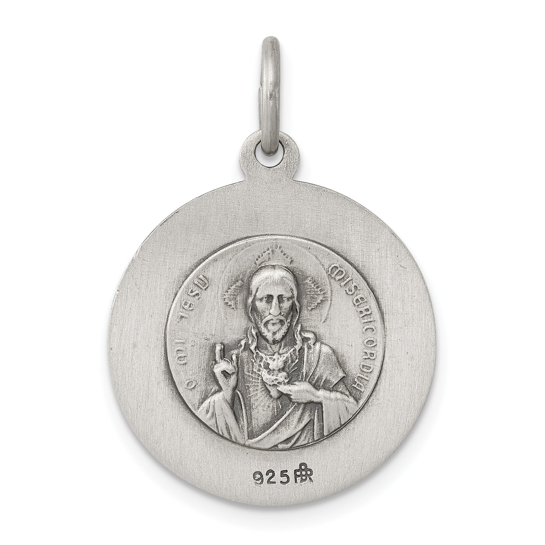 Sterling Silver 925 Antiqued Religious Medal Pendant by Sophia Jewelers