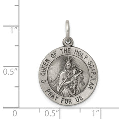 Sterling Silver Antiqued Queen of the Holy Scapular Medal