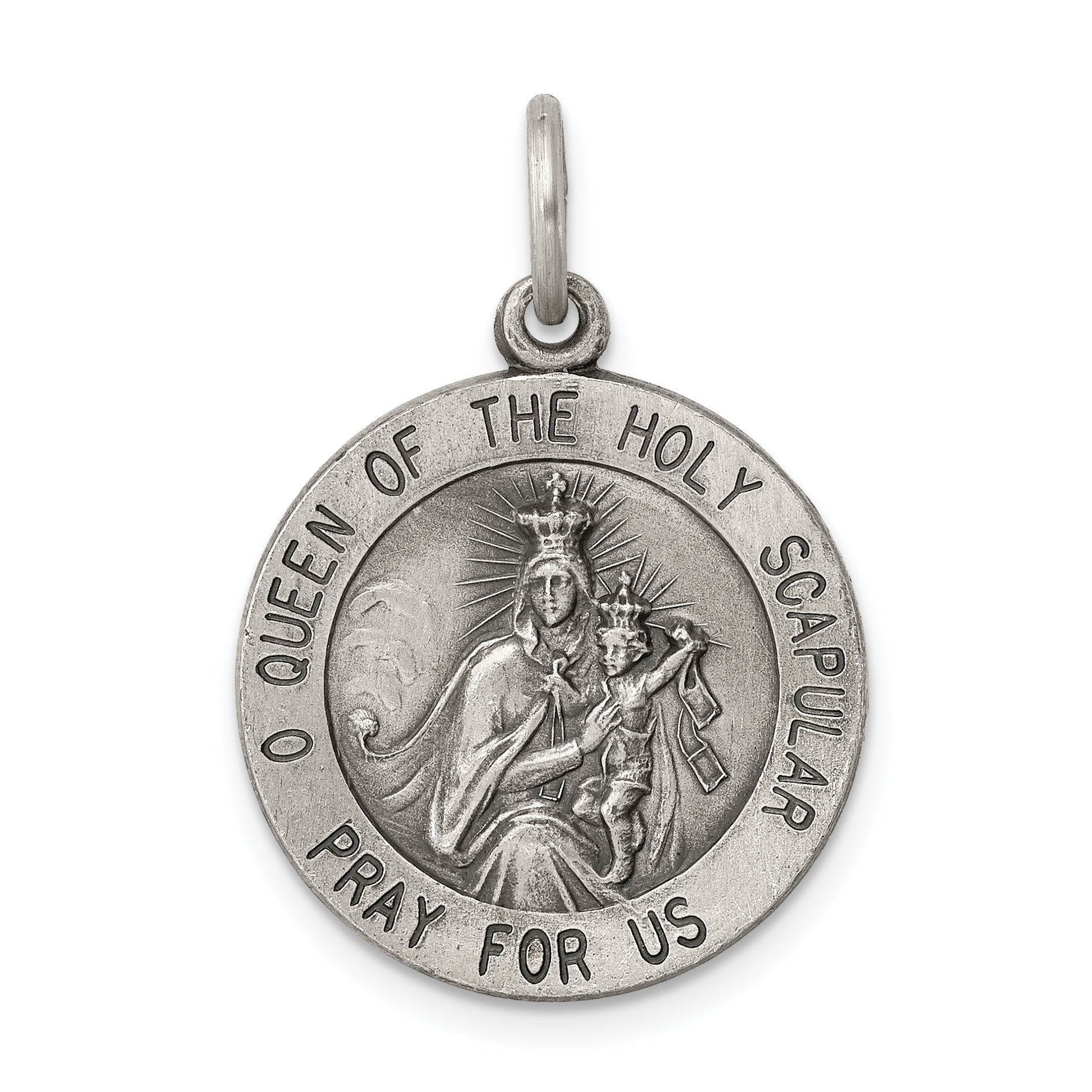 Sterling Silver Antiqued Queen of the Holy Scapular Medal Main image