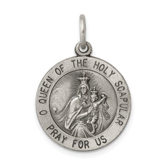 Sterling Silver Antiqued Queen of the Holy Scapular Medal