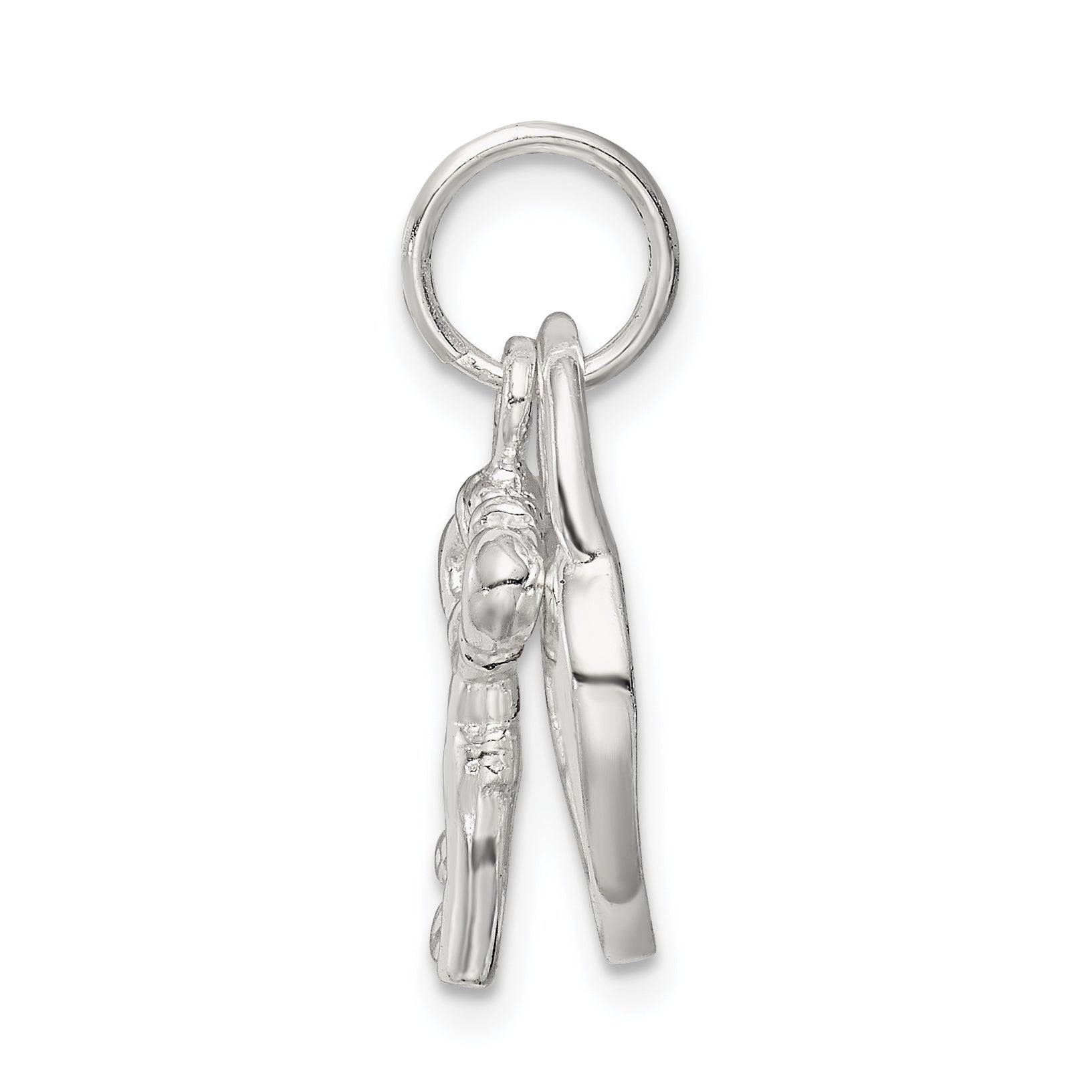 Sterling Silver 925 Heart & Key Charm with Rhodium Polish Elegance Secondary image