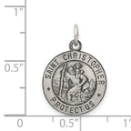 Sterling Silver 925 Engravable Antiqued St. Christopher Pendant by Sophia Jewelers