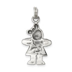 Sterling Silver 925 Antiqued Girl Charm with Marcasite Vintage Inspired