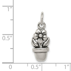 Sterling Silver 925 Flower Pot Charm Solid Vintage Style