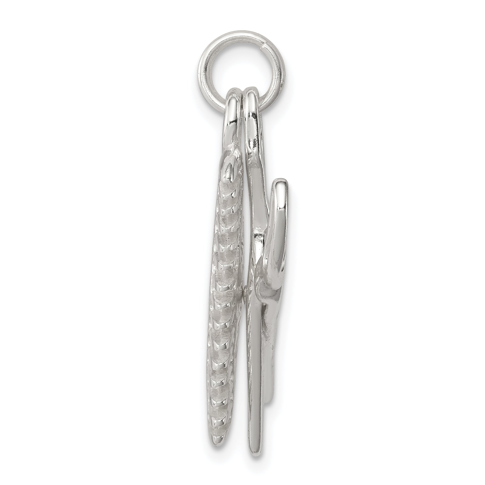 Sterling Silver 925 Polished Comb & Scissor Charm with Rhodium Finish Secondary image