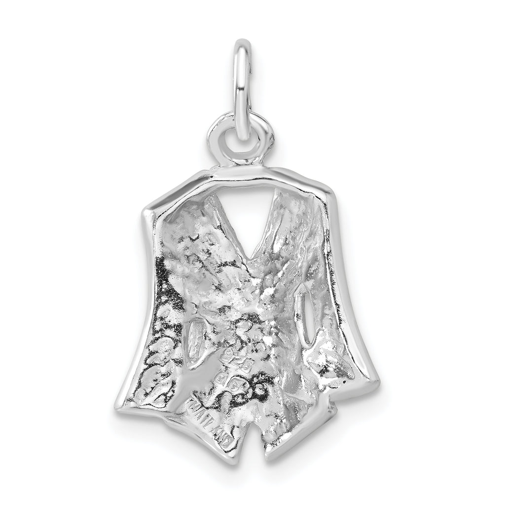 Sterling Silver Blue Enameled Crystal Charm Polished and Elegant