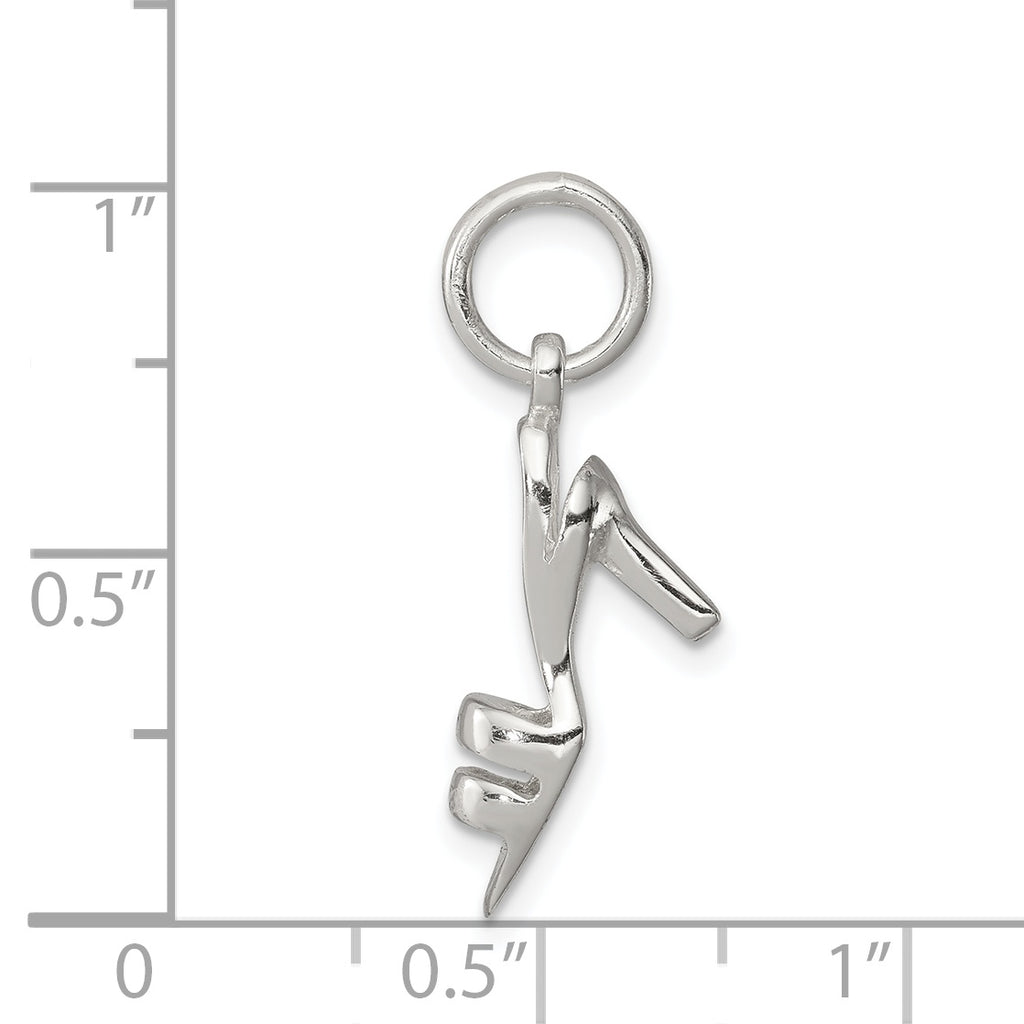 Sterling Silver 925 High Heel Pendant with Polished 3D Design