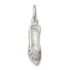 Sterling Silver CZ High Heel Charm with Polished 3D Design