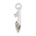Sterling Silver Pink & Green CZ High Heel Shoe Charm