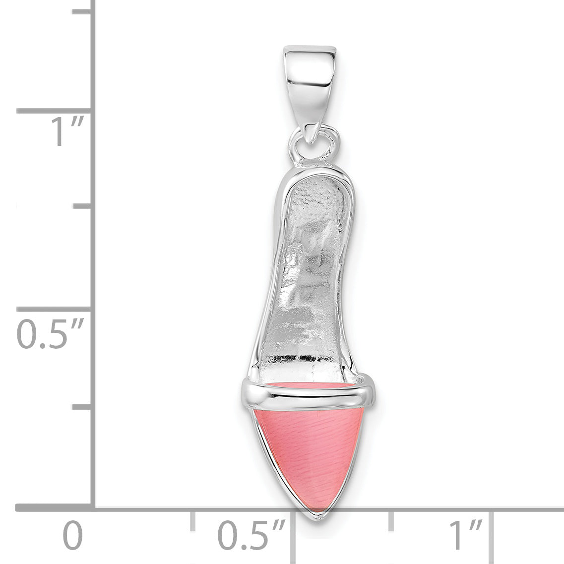 Sterling Silver 3D Pink Cat's Eye High Heel Pendant for Women