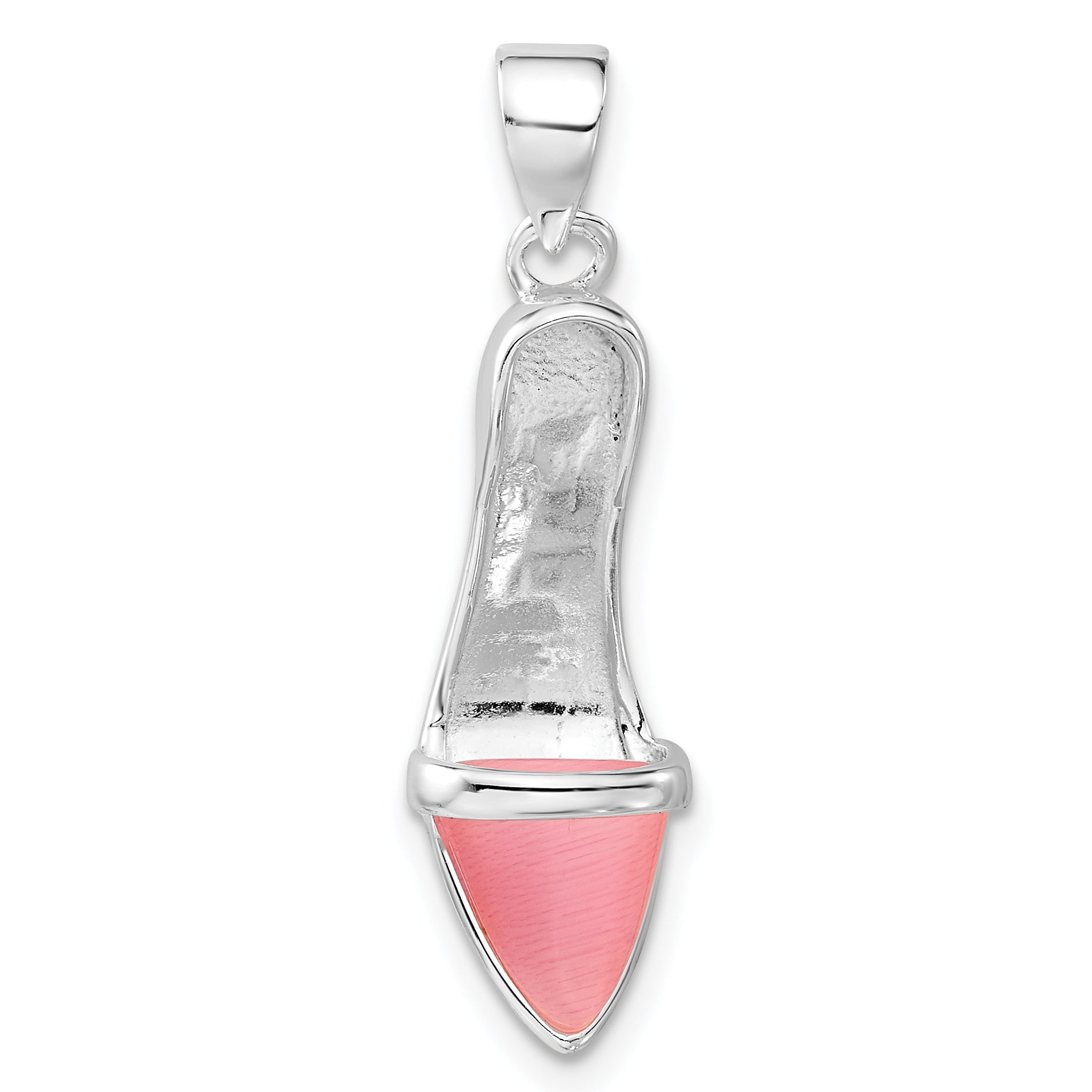 Sterling Silver 3-D Polished Pink Cat's Eye High Heel Pendant Main image