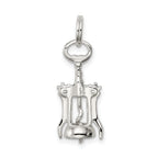 Sterling Silver 925 Wine Bottle Opener Charm, Polished 3D Design