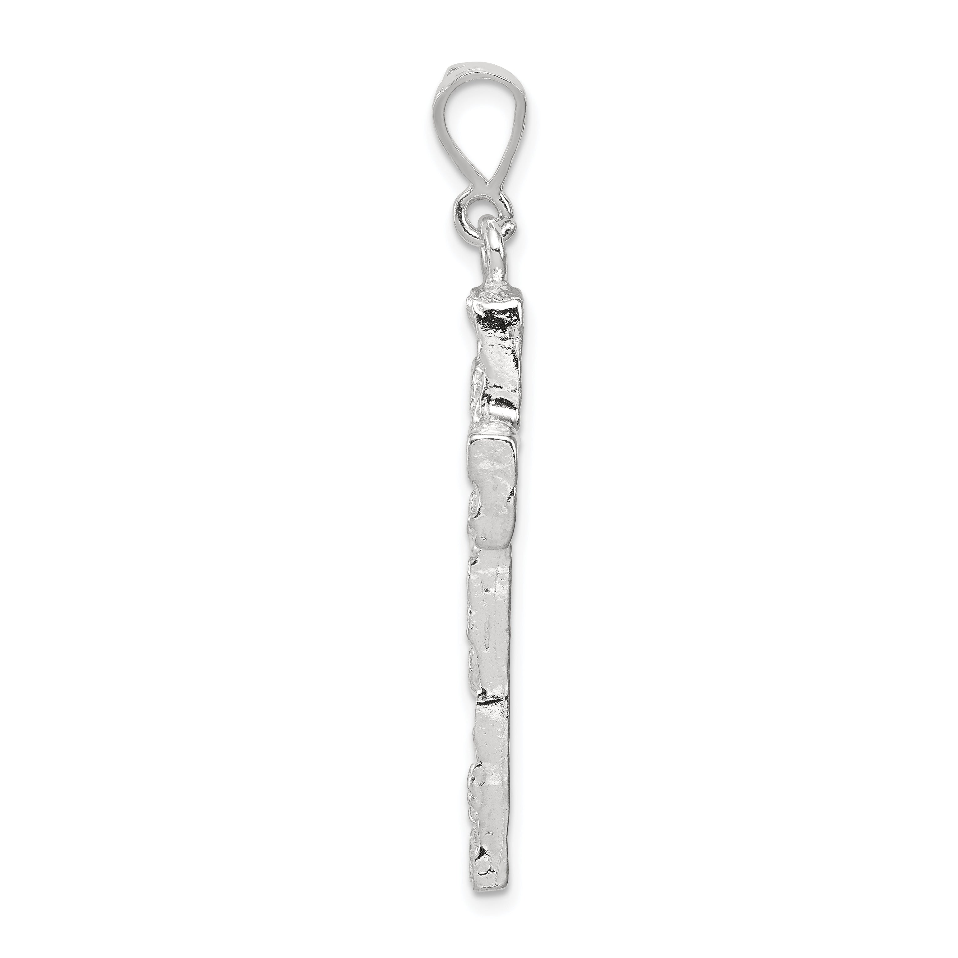 Sterling Silver 925 Nugget Cross Pendant with Polished Finish