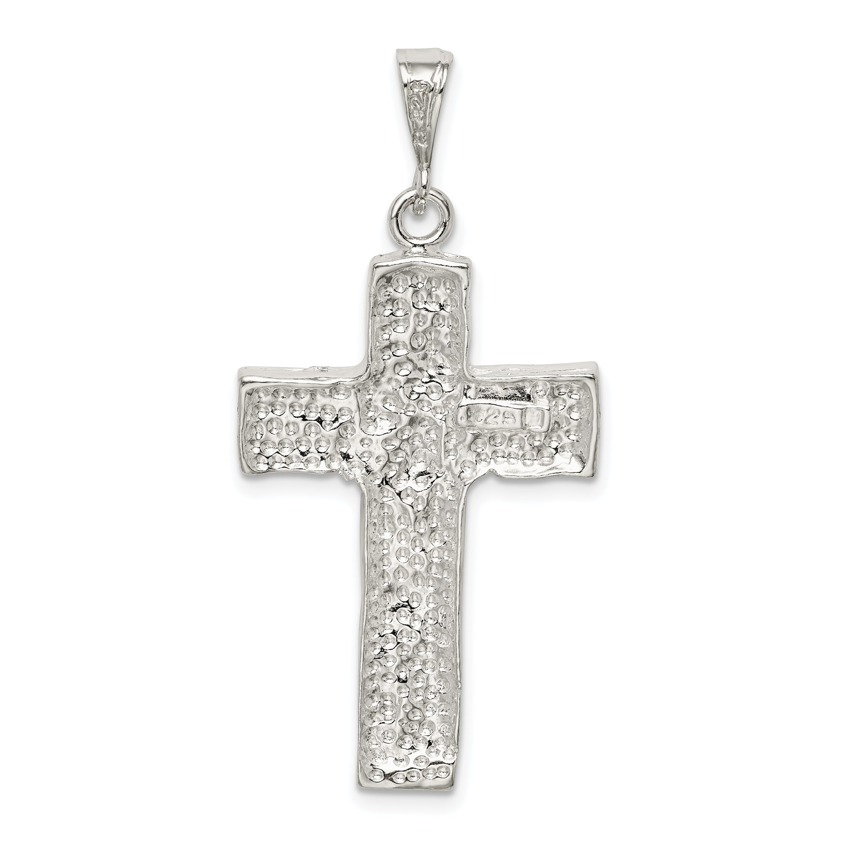Sterling Silver 925 Nugget Cross Pendant with Polished Finish