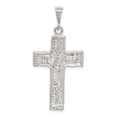Sterling Silver 925 Nugget Cross Pendant with Polished Finish