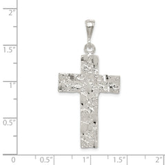 Sterling Silver 925 Nugget Cross Pendant with Polished Finish