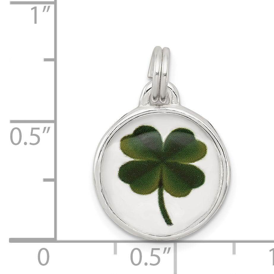Sterling Silver 925 Rhodium-Plated Four Leaf Clover Charm Elegant Polished Finish