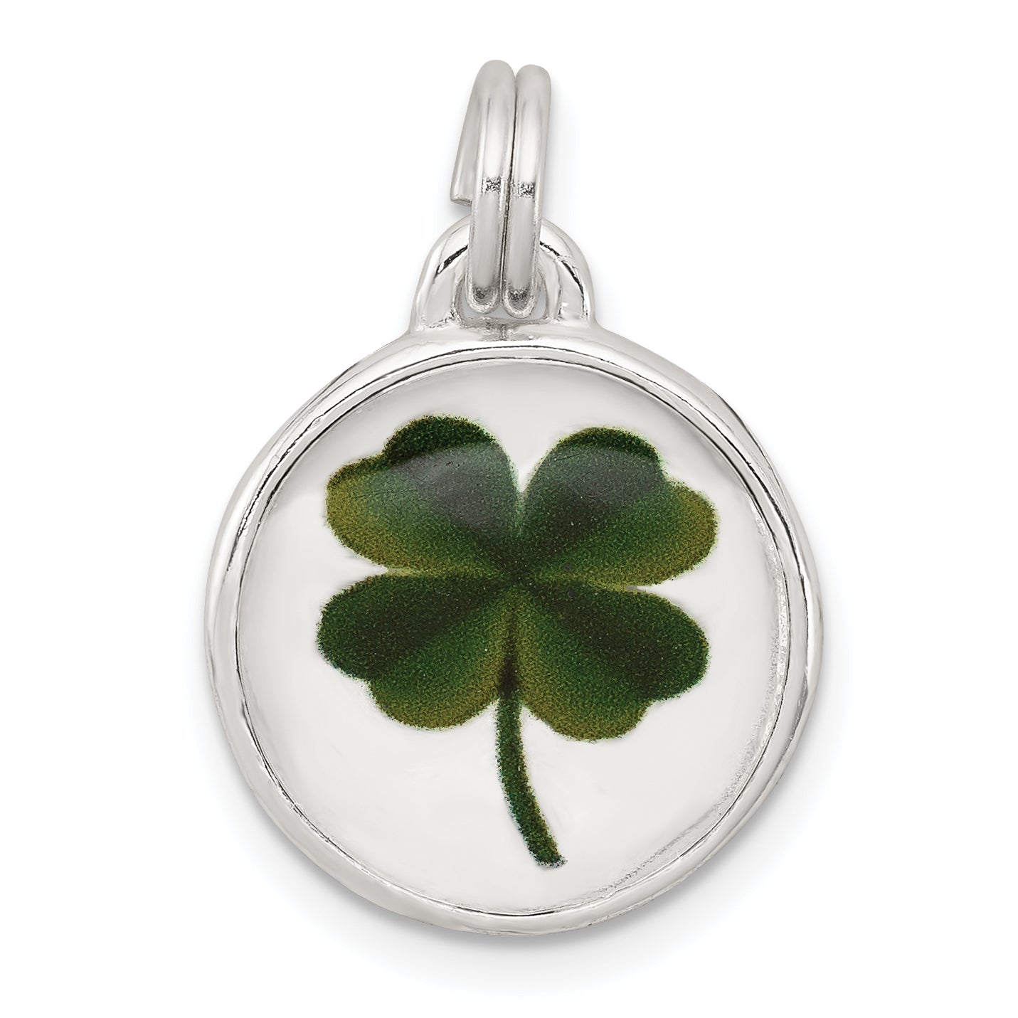 Sterling Silver Rhodium-plated Four Leaf Clover Charm Main image