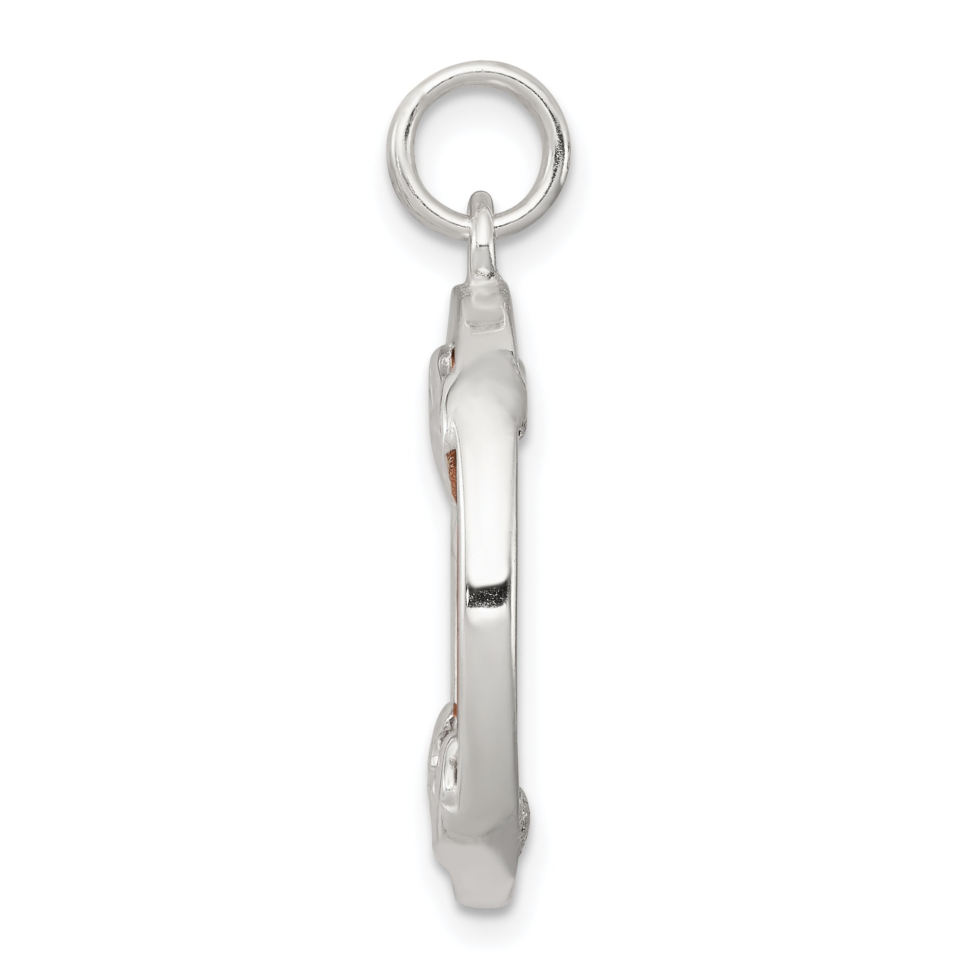Sophia Jewelers 925 Sterling Silver Men's Hollow Rhodium-Plated Polished Penny Charm Secondary image