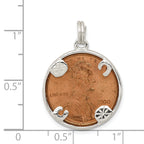 Sophia Jewelers 925 Sterling Silver Men's Hollow Rhodium-Plated Polished Penny Charm