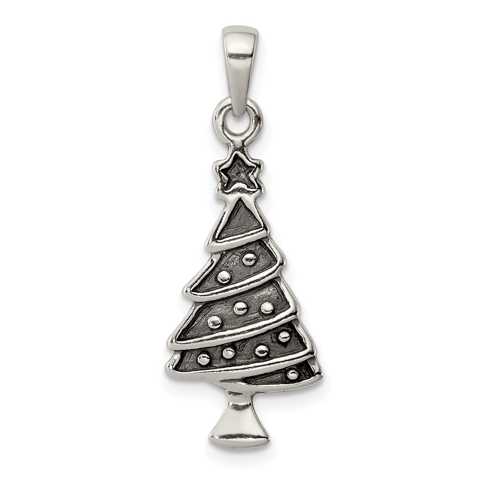 Sterling Silver Antiqued Christmas Tree Pendant Main image