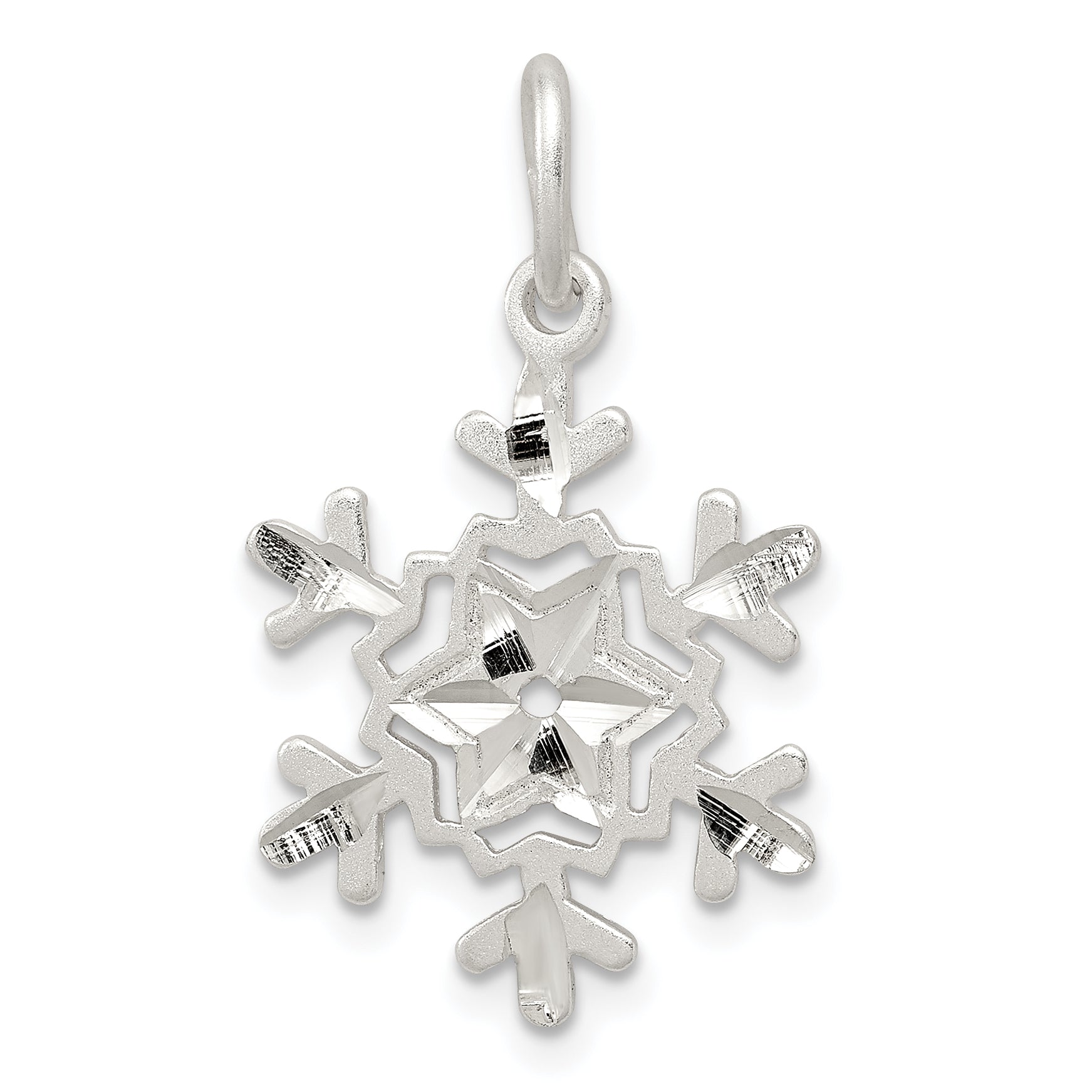 Sterling Silver Diamond Cut Snowflake Charm Main image