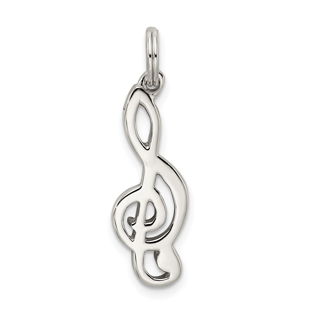 Sterling Silver Rhodium-Plated Music Note Charm with Polished Finish