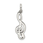 Sterling Silver Rhodium-Plated Music Note Charm with Polished Finish