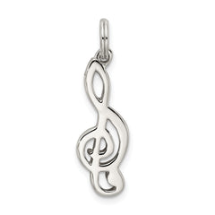Sterling Silver Rhodium-Plated Music Note Charm with Polished Finish