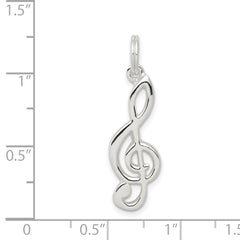 Sterling Silver Rhodium-Plated Music Note Charm with Polished Finish
