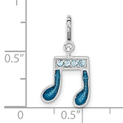 Sterling Silver Preciosa Crystal & Blue Enamel Music Note Charm