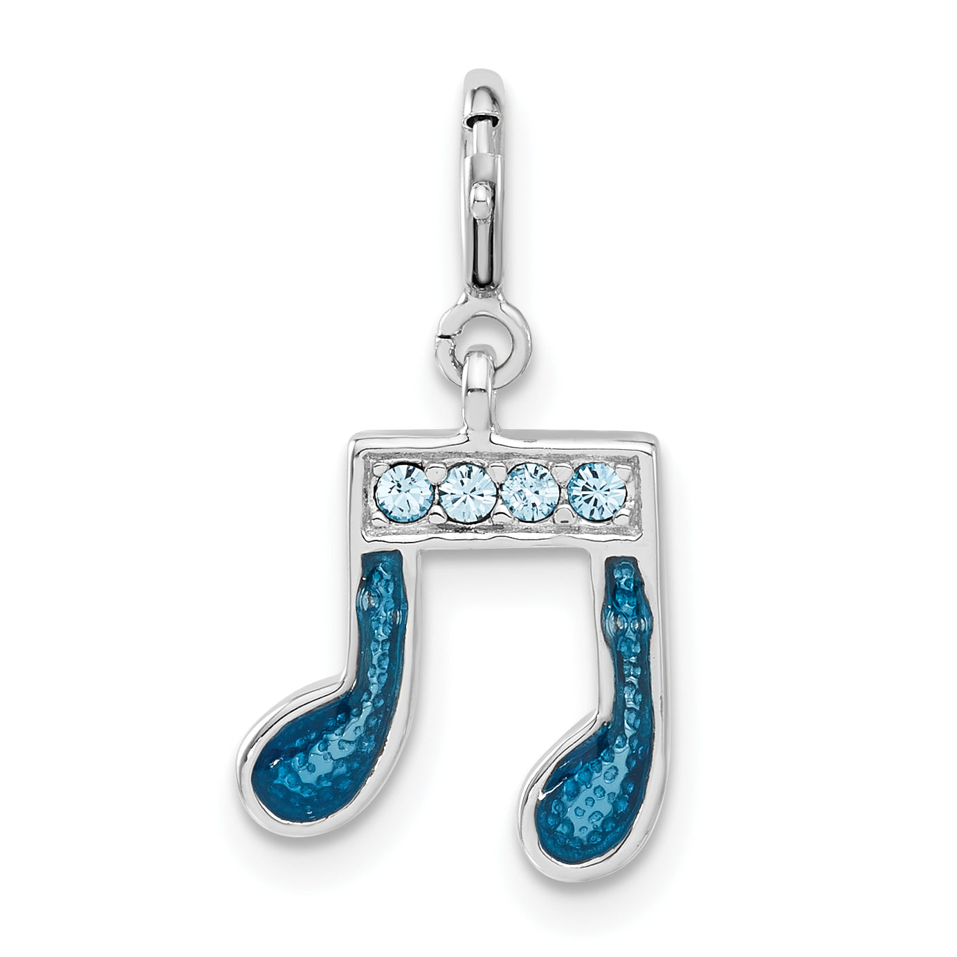 Sterling Silver Preciosa Crystal & Blue Enamel Music Note Charm Main image