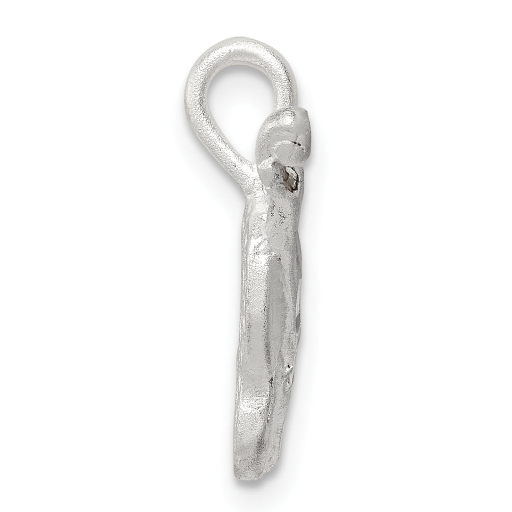 Sterling Silver 925 Violin Pendant with Polished Diamond-Cut Finish