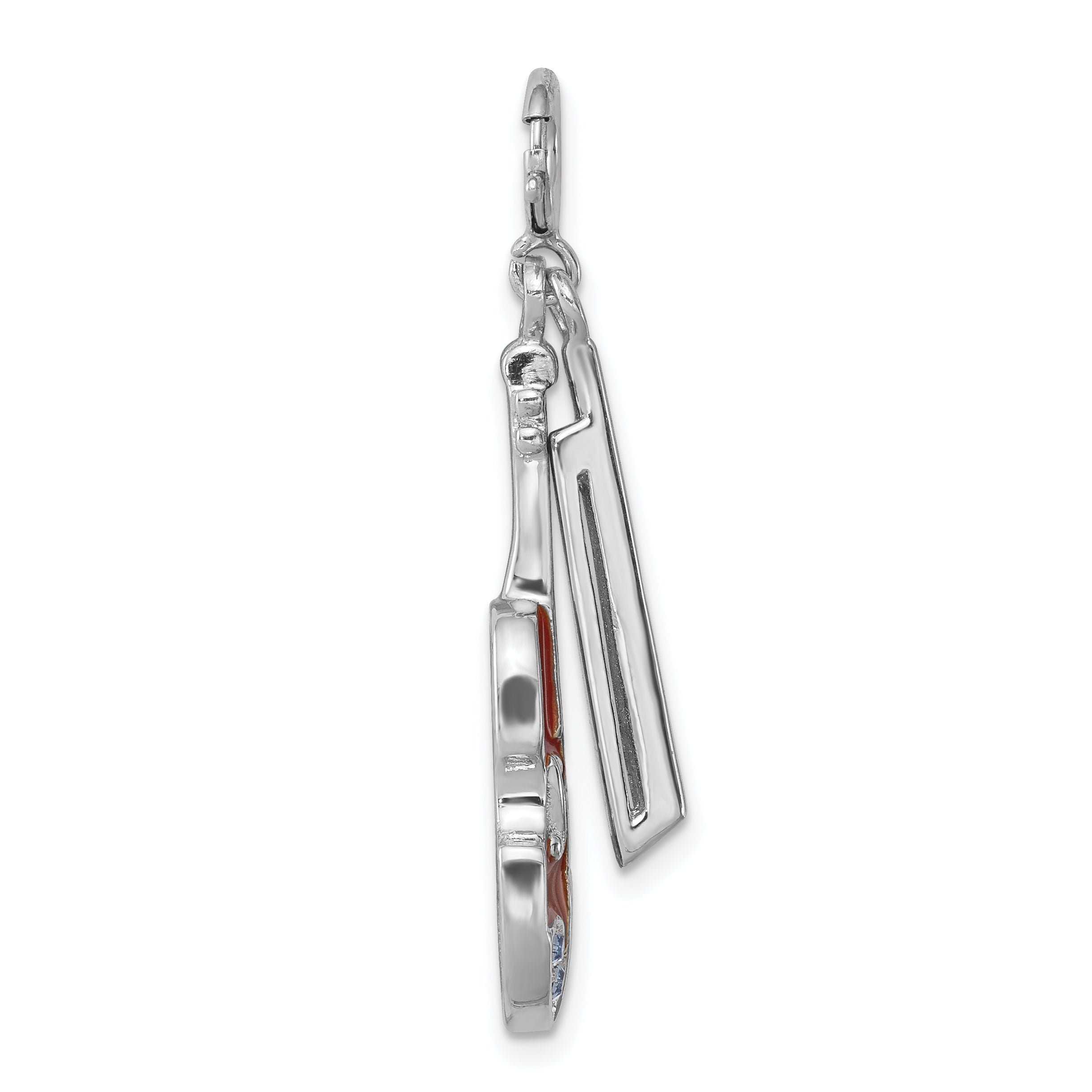 Sterling Silver 925 Violin Charm with Rhodium Finish and Crystals Secondary image