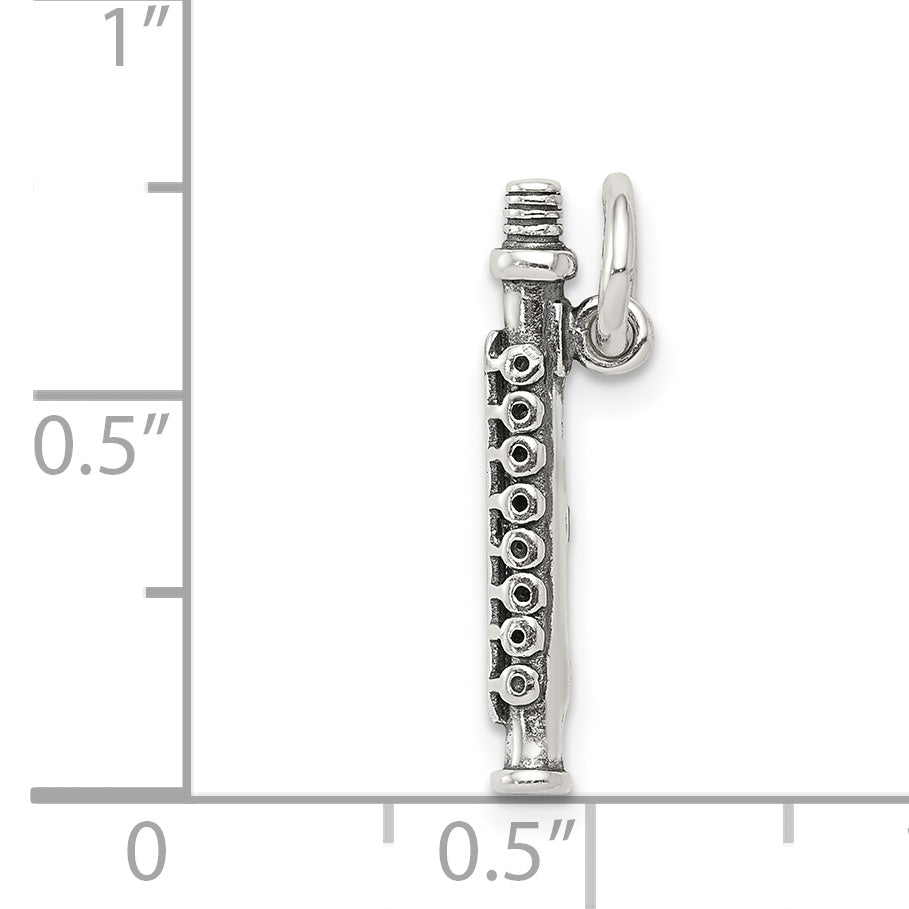 Sophia Jewelers 925 Sterling Silver Antique Flute Charm 3D Design
