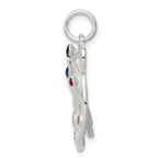Sterling Silver 925 Enameled Artist Palette Charm Polished Rhodium Finish