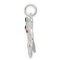 Sterling Silver 925 Enameled Artist Palette Charm Polished Rhodium Finish