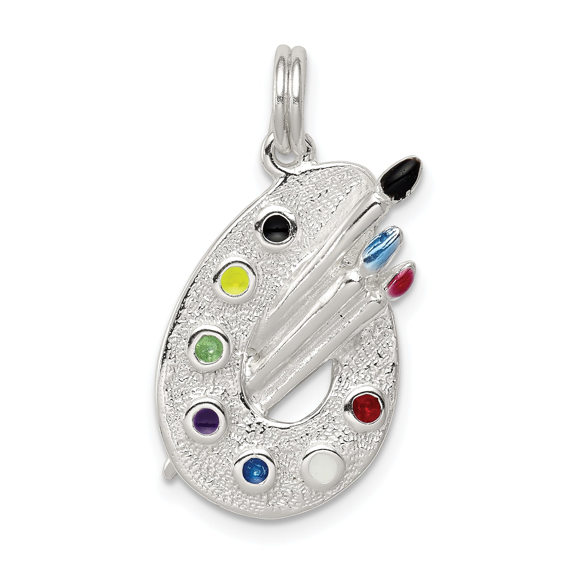 Sterling Silver Rhodium-plated Enameled Painting Palette Charm Main image