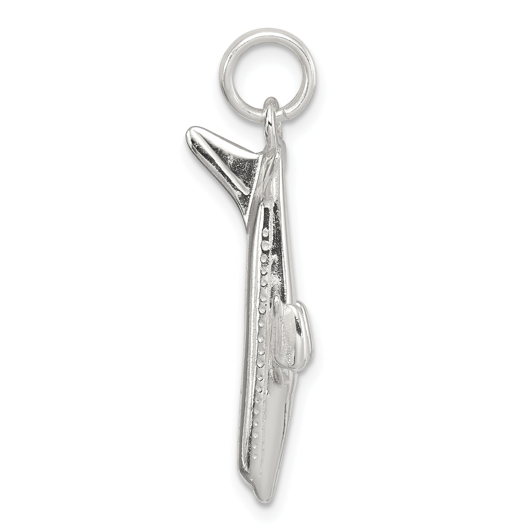 Sterling Silver 3D Airplane Charm with Polished Rhodium Finish for Men Secondary image
