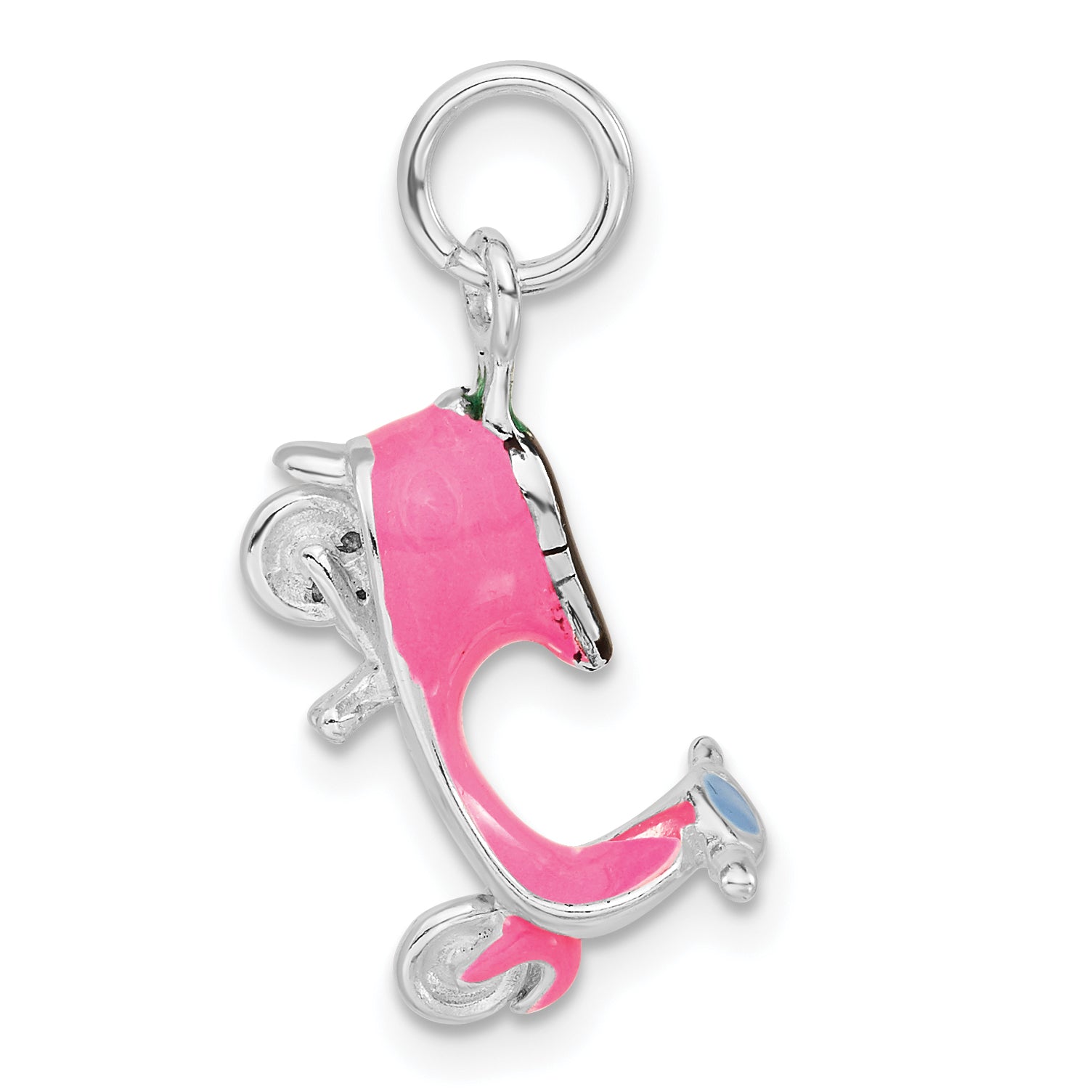 Sterling Silver 3D Polished Multicolor Motor Scooter Charm Secondary image