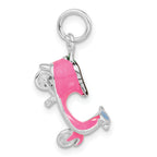 Sterling Silver 3D Polished Multicolor Motor Scooter Charm